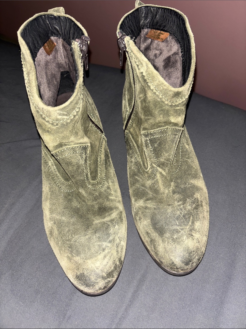 Taos suede western style ankle boots